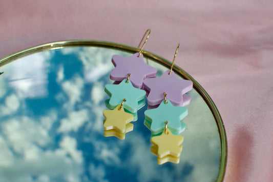 Pastel Star Statement Earrings